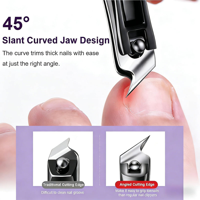 Electric Nail Clipper, 2-in-1 Improved Nail Clippers Set with LED Light & USB Rechargeable, 3 Speed Quiet & Nail Clip Storage for Baby Adults Seniors Thick Nails –Includes Oblique Nail Clippers (Grey) Xx-ch702 - BeesActive Australia