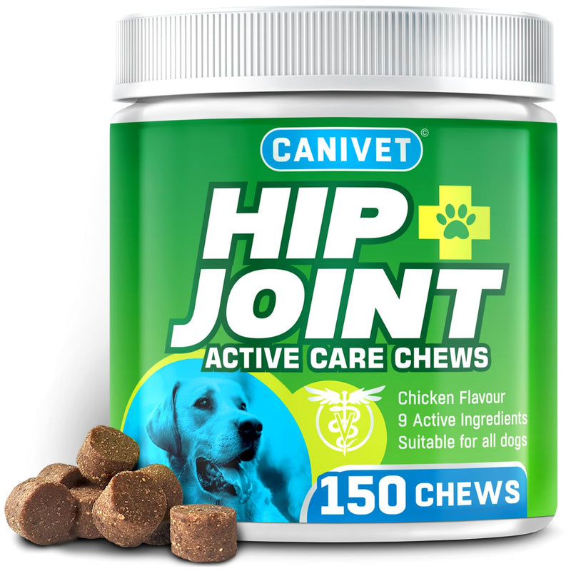 Dog Joint Care Supplements | 150 Chews | with Green Lipped Mussel, Glucosamine & Chondroitin, Hemp Oil, MSM, Hyaluronic Acid, Manganese and Vitamins for Dog Joint Care. Aids Stiff Joints. 1 Pot (150 Chews)