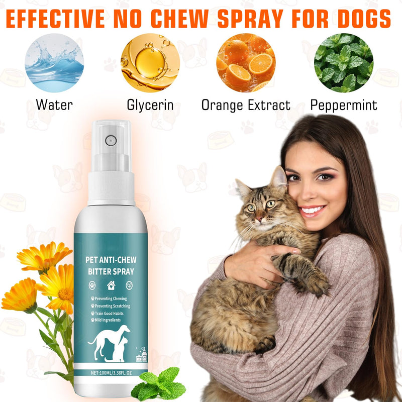 Effectively | Bitter Apple Spray for Dogs, 100ml No Chew Spray for Dogs to Stop Chewing, Preventing Puppies from Damaging Furniture, Dog Training & Behavior Aids Spray, Indoor & Outdoor Use Green