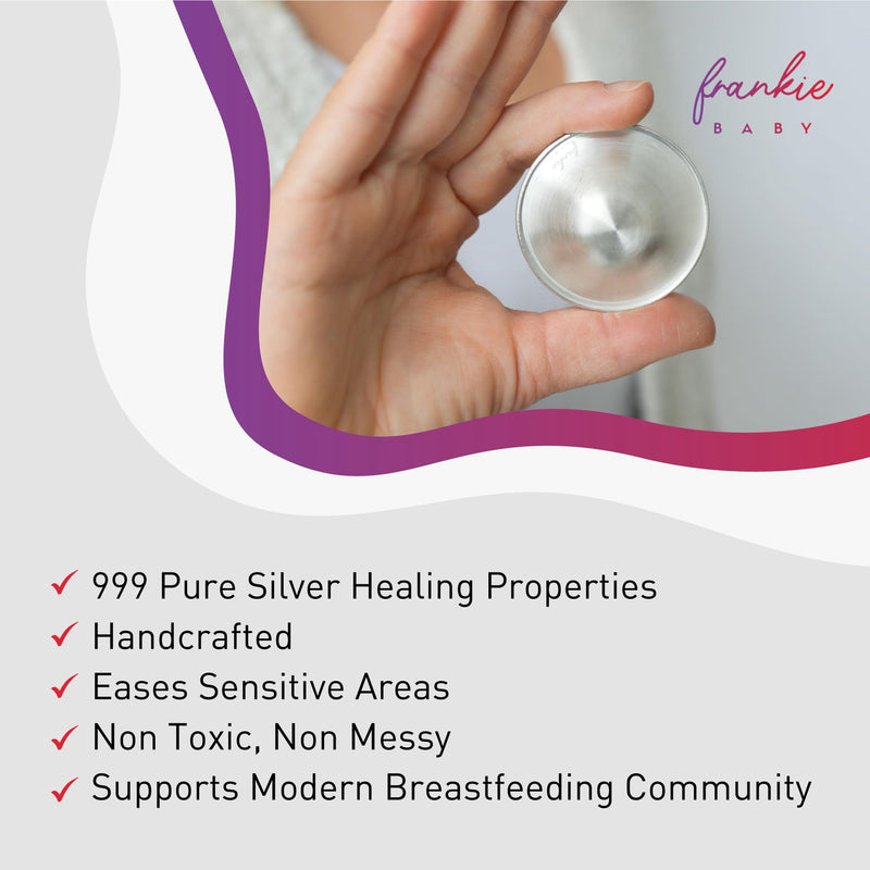 Silver Nursing Cups for Breastfeeding Newborn - Nipple Shields - Breast Shields for Nursing New Moms - Silver Nipple Covers Breastfeeding - Pack of 2 - Frankie Baby Regular - BeesActive Australia