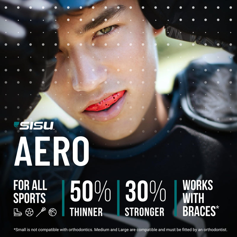 SISU Aero Medium Mouthguard, Lucky Lavender - 30% Stronger Protection for Lacrosse, Football, Hockey, Roller Derby, Team Sports - Remoldable Up to 20 Times - Ultra Slim - Works for Braces - Non Toxic Medium (5' - 6' tall) - BeesActive Australia