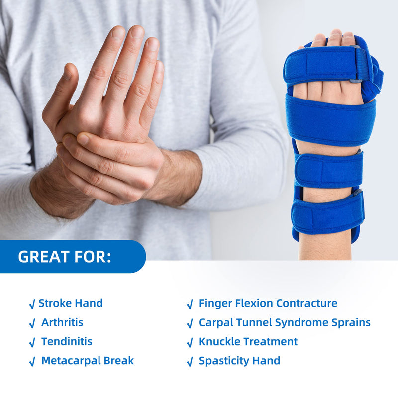 Fanwer Resting Hand Splint, Stroke Hand Therapy Equipment for Stroke Recovery Patients, Carpal Tunnel Syndrome, Arthritis, Tendinitis, Metacarpal Breaks (Large Left) Large Left