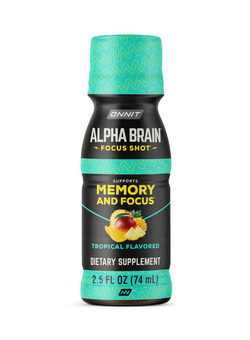 ONNIT Alpha Brain Focus Shot, Tropical Flavor, Nootropic Dietary Supplement Drink That Supports Energy, Focus, and Mood, 2.5 fl oz, 6 Count 2.5 Fl Oz (Pack of 6) - BeesActive Australia