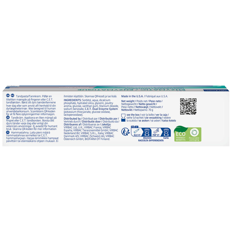 Virbac Enzymatic Toothpaste for Dogs & Cats - Cat & Dog Toothpaste for Plaque & Tartar Removal and Pet Breath Freshener - 70g Poultry 70 g (Pack of 1)