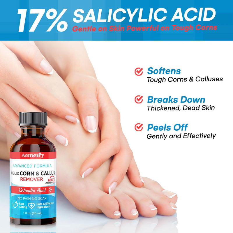 Corn Removers for Toes Foot: Liquid Salicylic Acid 17% Corns Calluses Removal Extra Strength, Fast Acting Corn Remover for Feet Fingers. 30ml Vanilla 1 Ounce - BeesActive Australia