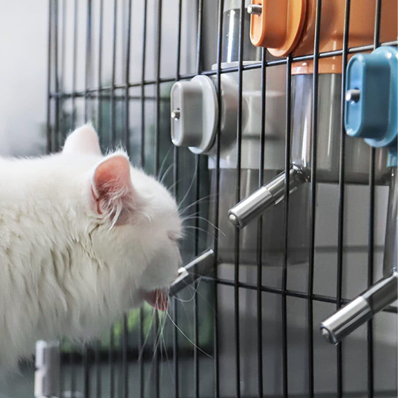 Pet Water Bottle Hanging Dog Water Dispenser Kennel Drinker Kettle Feeder BPA Free Cage Crate Hutch Puppy Cat Rabbit (24oz, Gray) 24oz - BeesActive Australia