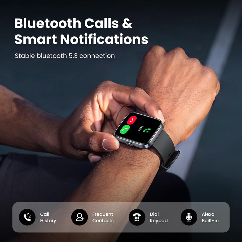 Smart Watches for Men Android & iPhone, 1.8" HD Alexa Built-in Smartwatches Fitness Tracker Watch with Bluetooth Calls, IP68 Waterproof, Heart Rate/Sleep/SpO2 Monitor, 110 Sport Modes - Black Deep Black