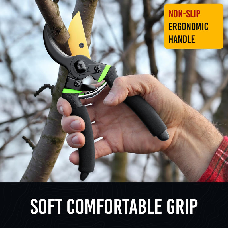 GrowIt 8.5" Professional Titanium Bypass Pruning Shears (T13)- Super Sharp Premium Garden Shears, Pruning Shears For Gardening, Garden Hedge Clippers Handheld Pruners - Garden Scissors Heavy Duty Tool Heavy Duty Pruner - BeesActive Australia