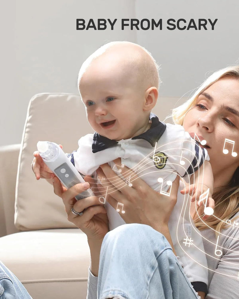 HEYVALUE Nasal Aspirator for Baby, Electric Baby Nose Sucker, Automatic Nose Cleaner with 3 Silicone Tips, Adjustable Suction Level and Music Soothing Function - BeesActive Australia