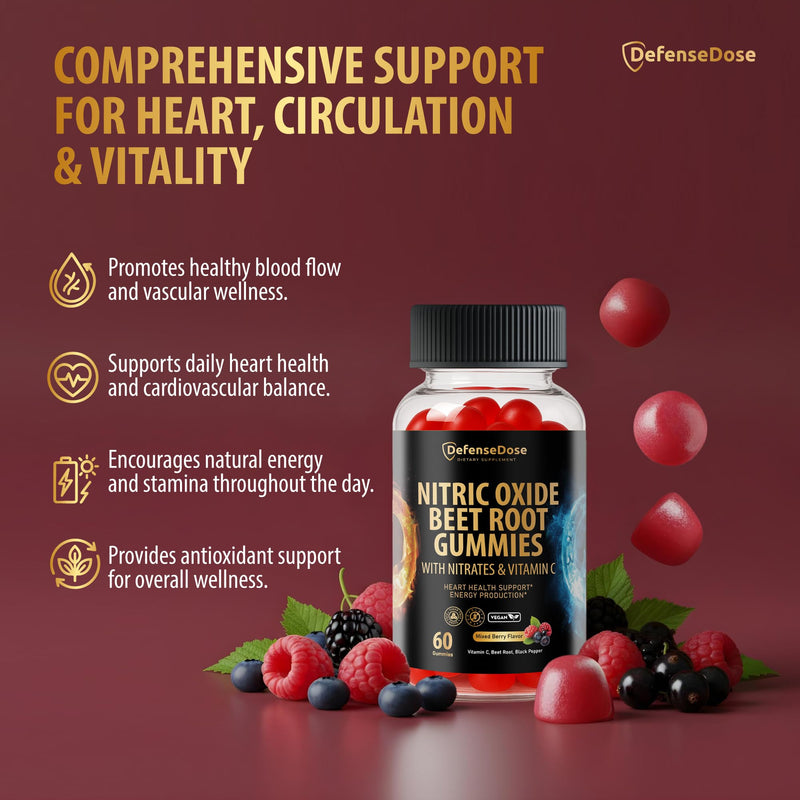 Beet Root Gummies - Advanced Nitric Oxide Blood Pressure & Heart Soft Chews Support Supplement - Men Women Natural Chewable Beets for Cardiovascular Health & Energy - Sugar-Free Vegan | Advanced Nitric Oxide, Heart Support Supplement, Natural Chewable ...