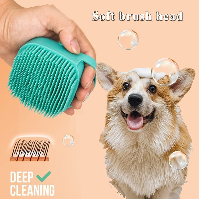 Dog Bath Brush Silicone Rubber Dog Grooming Brush Silicone Puppy Cat Grooming Cleaning for Short Long Haired Dogs and Cats Washing (Blue) Blue - BeesActive Australia