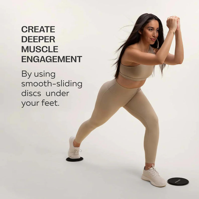 PVOLVE Gliding Discs for Home Workouts Exercise and Fitness Equipment to Use on Carpet Wood and Floor to Sculpt Your Core - Strengthen Legs While Lifting and Tightening The Butt Black