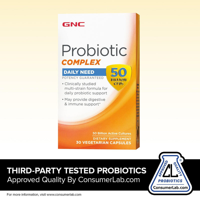 GNC Probiotic Complex Daily Need, 50 Billion CFUs, 30 Capsules | Clinically Studied Multi Strain Formula with Live Active Cultures for Daily Digestive and Immune Health Support 1