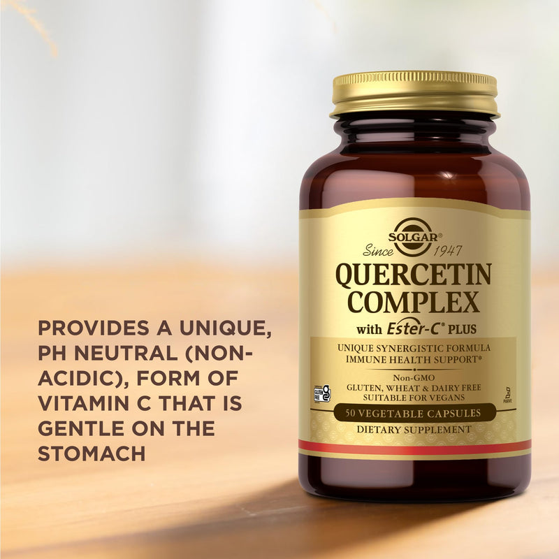 Solgar Quercetin Complex with Ester-C Plus - 50 Vegetable Capsules - Immune Health Support - Gentle on the Stomach Vitamin C - Non-GMO, Vegan, Gluten Free, Kosher - 25 Servings