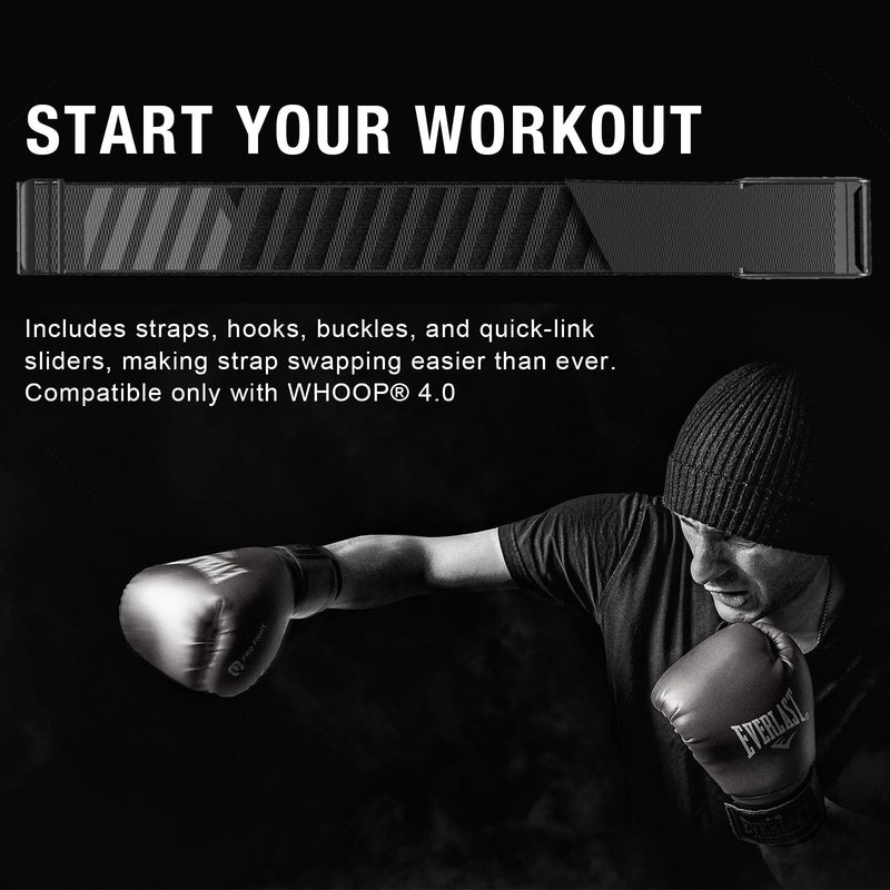 HydroKnit Nylon Sport Band Compatible with Whoop 4.0 | Soft, Elastic, Fast-Drying, Water-Resistant, and Comfortable Replacement Strap for Active Lifestyles Black