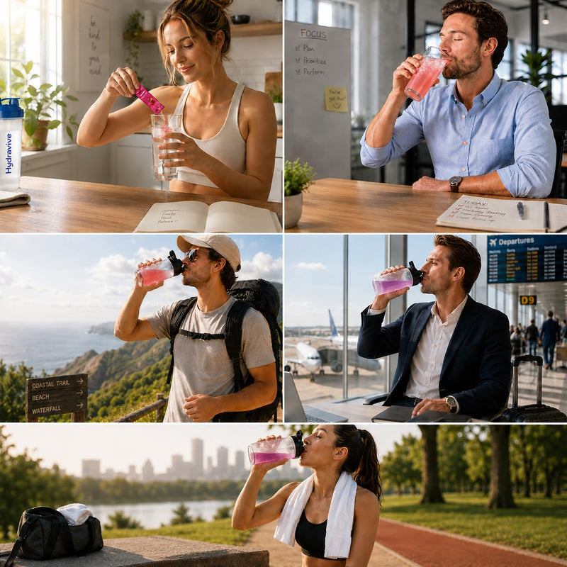 Daily Hydration Electrolyte Powder Sugar Free -Variety 18 Packs | Liquid Daily IV Drink Mix | 1,000mg Total of 5 Electrolytes | 5 Vitamins | Ashwagandha, L-Theanine | Non-GMO| 0 Calorie Variety