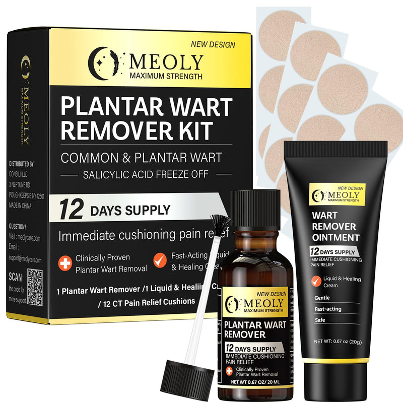 Plantar Wart Remover Set: Maximum Strength Salicylic Acid Plantar Wart Remover 12 Thick Cushioning Pads 1.5