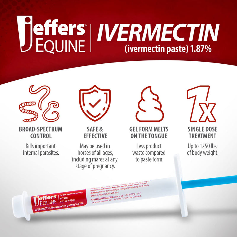 Jeffers Ivermectin Horse Dewormer | 6 Doses | Gel Dewormer for Horses - BeesActive Australia