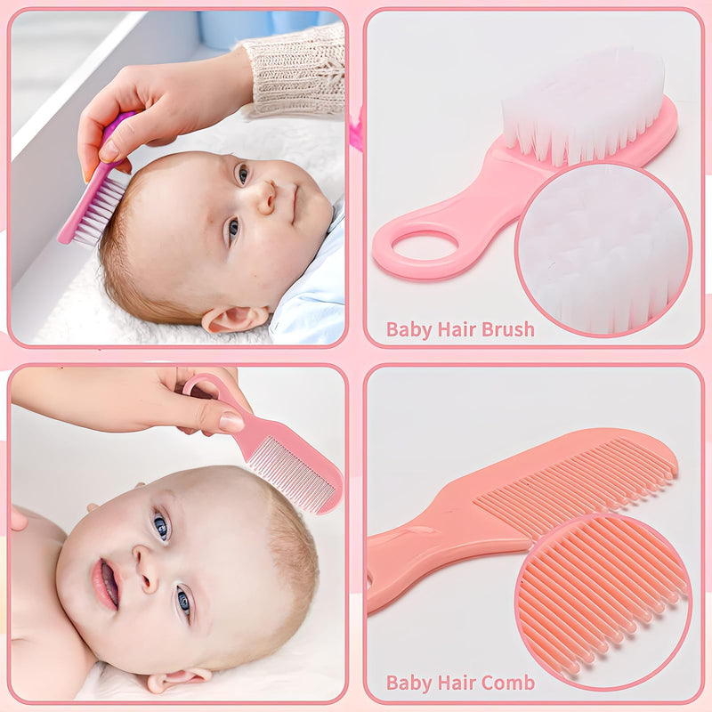 Qunlions life Baby Grooming Kit, Infant Safety Care Set with Hair Brush Comb Nail Clipper Nasal Aspirator,Baby Essentials Kit for Newborn Girls Boys, Pink-24- in-1 Pink 24 in 1 - BeesActive Australia