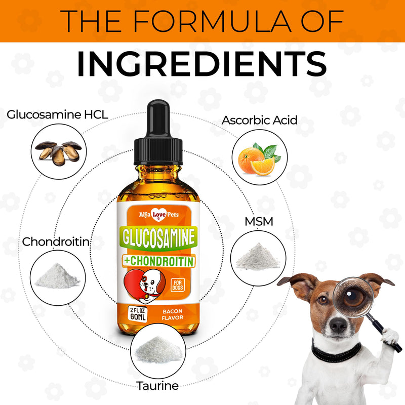 Dog Joint Supplement – Glucosamine Chondroitin for Dogs and Puppies – MSM in The Composition – Care for Joints, HIPS, Muscles, & Ligaments – Bacon Flavor – 2 Oz - PawsPlanet Australia