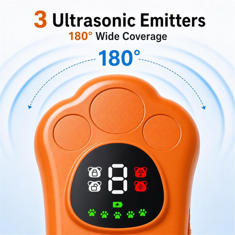 2026 Upgraded Dog Bark Deterrent Devices with 10 Adjustable Levels, 50FT 180° Wide Range Trainer with LED Flashlight, 1200mAh Rechargeable Dog Training (Orange and Black) Orange and Black