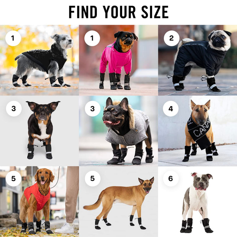 Canada Pooch Dog Winter Boots - Paw Protection, Anti-Slip Dog Shoes with Reflective Strap, Easy On for Small Medium Large Dog Booties - Black, Size 1 - BeesActive Australia