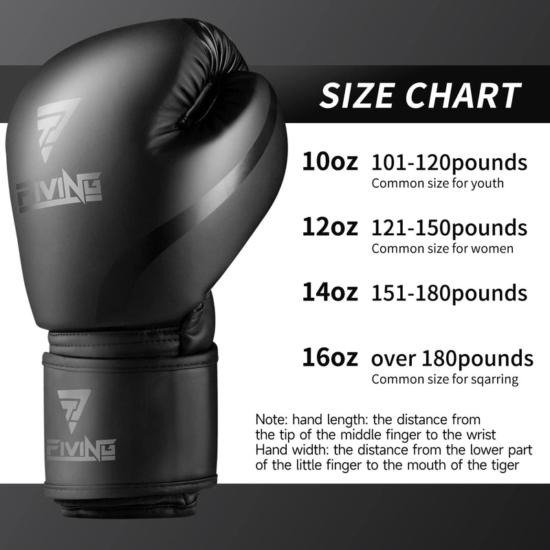 Boxing Gloves Men & Women, Pro Training Sparring, PU Leather MMA Kickboxing, Adult Heavy Punching Bag Gloves Mitts Focus Pad Workout, Ventilated Palm, 8 10 12 oz Black 16oz