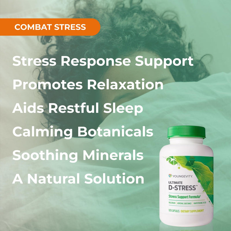 Youngevity Ultimate D-Stress Stress Support with Magnesium, 120 Capsules | Magnesium, valerian root, B1, B2, B6 and B12, adrenal support, nervous system health, daily relaxation support, 120 capsules
