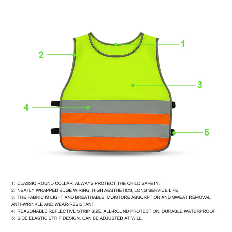 GOOFIT High Visibility Reflective Safety Vest Children's Bicycle Safety Vest Running Lightweight Vest Reflective Vest for School Walking and Playing Boys Girls 3