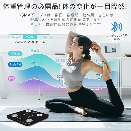 INSMART Body Fat Meter, Body Composition Meter, 13 Items Measurable, Weight Scale, Smart Phone Linked Health Meter, Popular, Weight Scale, Bluetooth Compatible, 260H (Japanese APP & Instruction -  Australia