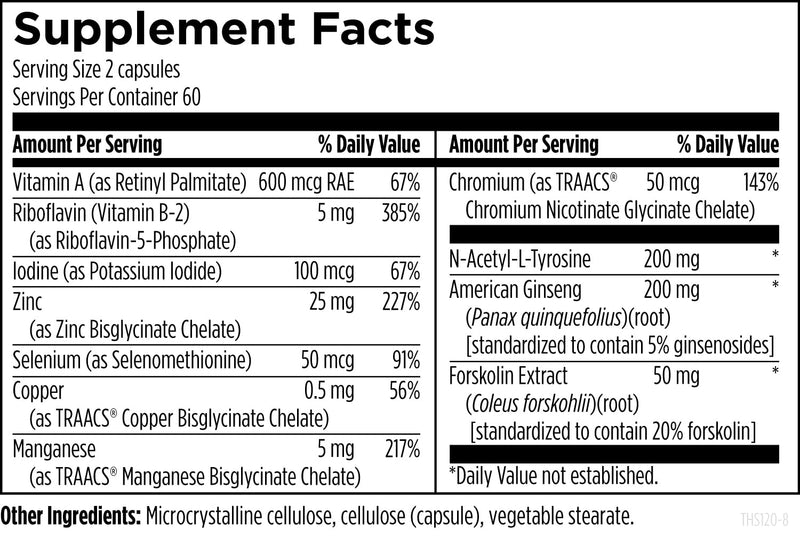 Designs for Health Thyroid Synergy - Thyroid Support Supplement with Iodine, American Ginseng, Selenium, Zinc + Manganese - Vegan Thyroid Vitamins, Gluten Free (120 Capsules)