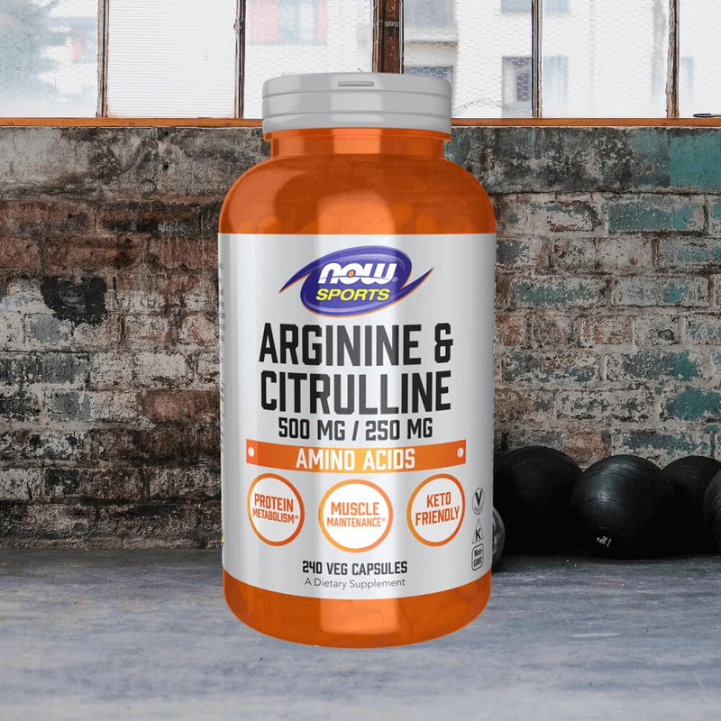 NOW Foods - Arginine 500mg & Citrulline 250mg Amino Acids - 240 Vegetable Capsule(s)