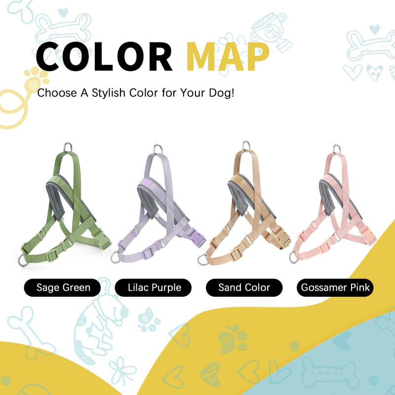 Wisedog No Pull Dog Harness Small Medium Sized Dog, Adjustable Webbing Dog Halter Harness for Large Dogs, with Soft Padded, Reflective (Sage Green, S|Neck=14"-16.5"/Chest=18"-22") S|Neck=14"-16.5"/Chest=18"-22" Sage Green - BeesActive Australia