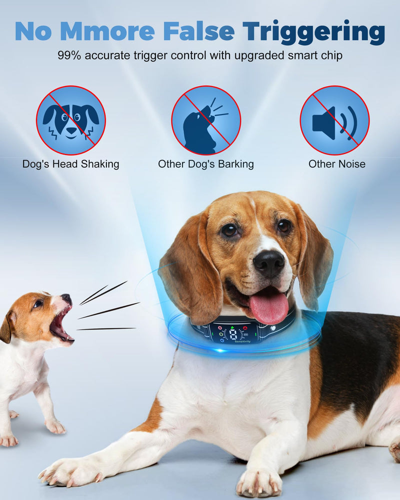 Dog Bark Collar - Automatic Anti Barking Collar with 8 Sensitivity, Rechargeable Smart Bark Shock Collar for Small/Medium/Large Dogs, Waterproof Bark Training Collar with Beep Vibration Harmless Shock - BeesActive Australia