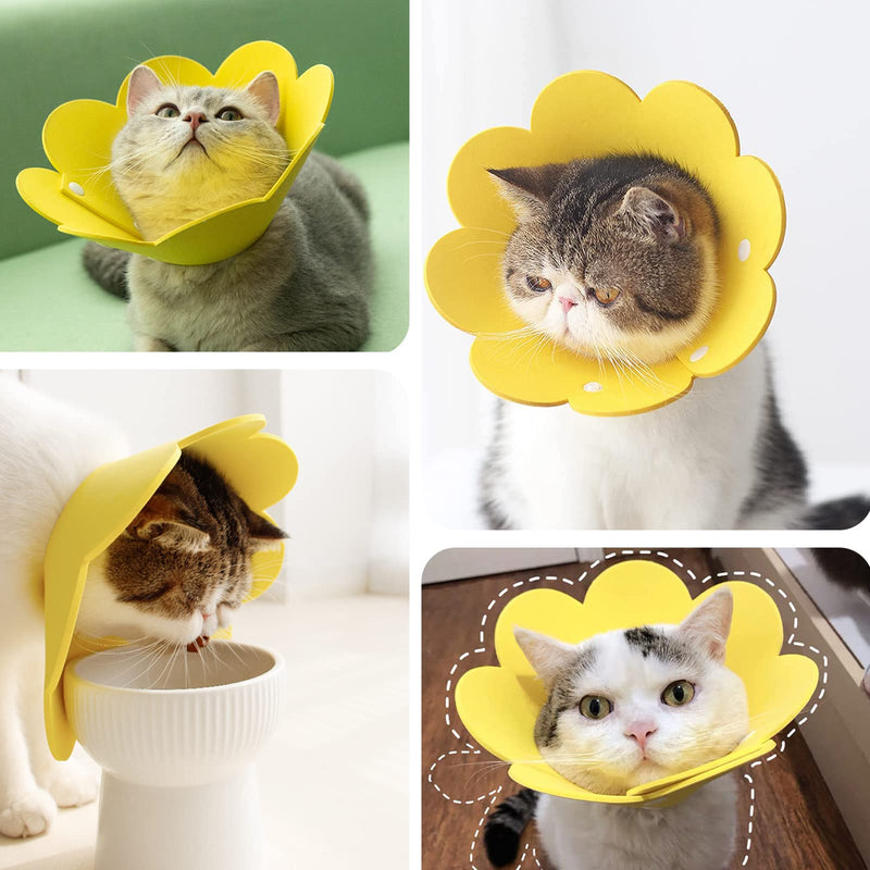 PUMYPOREITY 2 pieces cat neck collar, adjustable cat collar, Elizabethan collar, recovery collar after surgery and injuries for puppies, small dogs and cats (yellow, M) A-yellow - BeesActive Australia
