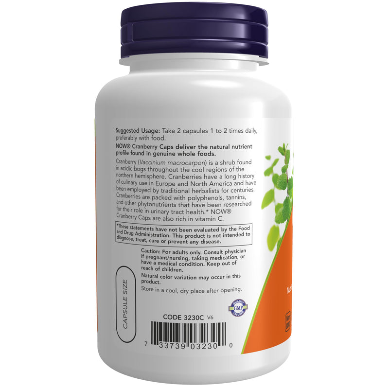 NOW Foods Supplements, Cranberry Caps with Added Vitamin C, Healthy Urinary Tract*, 100 Veg Capsules 100 Count (Pack of 1)