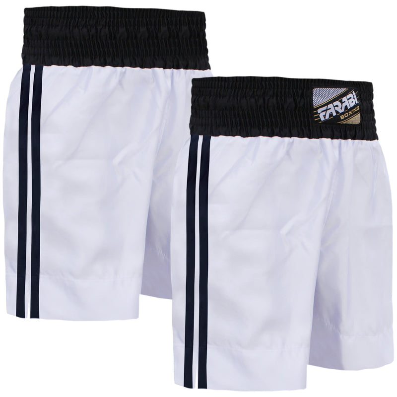 Farabi Sports Boxing Shorts – Boxing Trunks for Training Punching, Sparring Fitness Gym Kickboxing Shorts Men & Women White Large