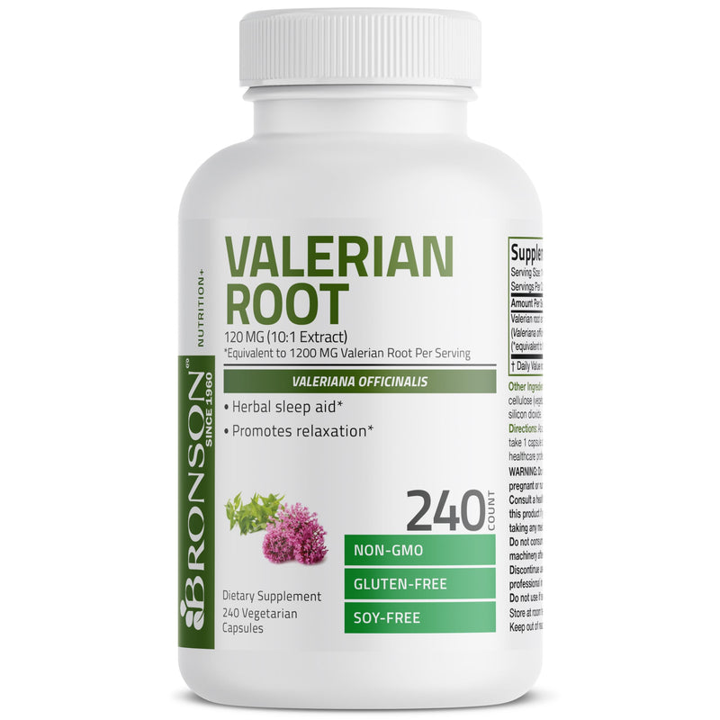 Bronson Valerian Root Capsules - Valerian Officinalis - Promotes Relaxation - Non-GMO, Soy-Free Gluten-Free, 240 Vegetarian Capsules Unflavored 240 Count (Pack of 1) - BeesActive Australia