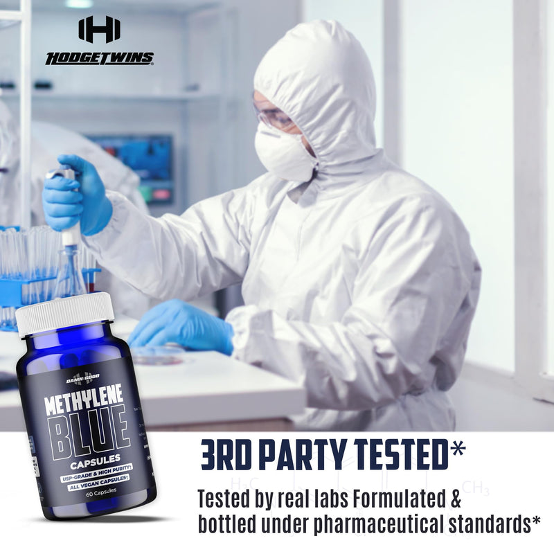 DAMN GOOD Hodge Twins Methylene Blue Capsules 10mg USP, Vitamin C, 60 Ct | USP-grade methylene blue 10 mg capsules with vitamin C for daily wellness & antioxidant support, vegan & unflavored