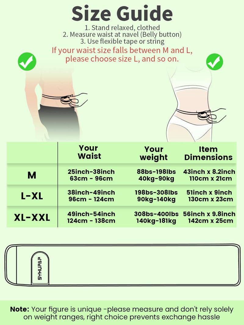SYXUPAP Waist Trimmer Wrap, Waist Trainer for Women and Men, Sweat Band Waist Trainer for High-Intensity Training Workouts 2pc Green Medium