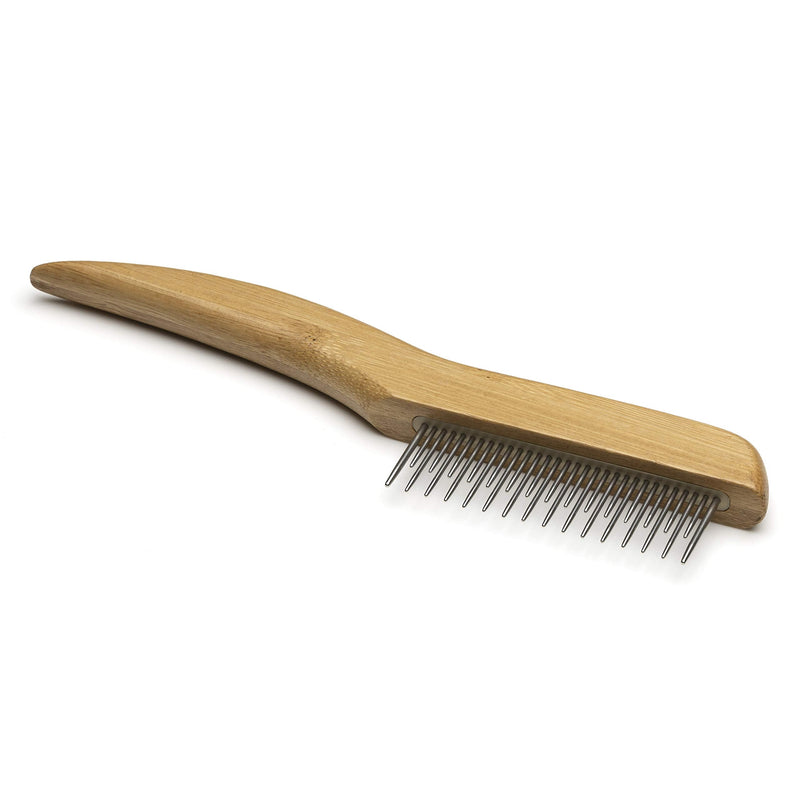 Mikki 6280024 bamboo fur detangler for shedding, suitable for all fur lengths, for dogs and cats, made from sustainable bamboo, 48 g, brown - BeesActive Australia