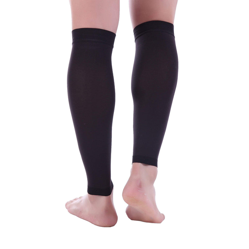 Doc Miller Compression Calf Sleeve for Men & Women – 20-30mmHg Graduated Support for Running, Shin Splints, Calf Strain – Knee High, Small to 6XL Plus Size Large REGULAR Black - BeesActive Australia