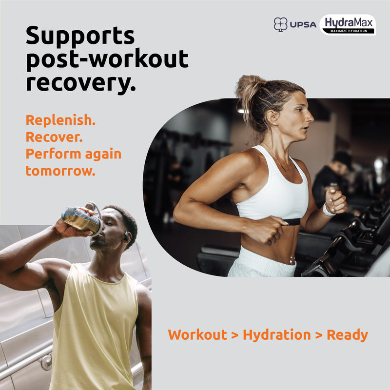Upsa Hydramax Sport Electrolytes Hydration Tablets – Natural Orange Effervescent with 4 Essential Electrolytes Magnesium, Ginseng Extract, BCAAs & Vitamin C, 48 Count (48 Servings) 16 Count (Pack of 3)