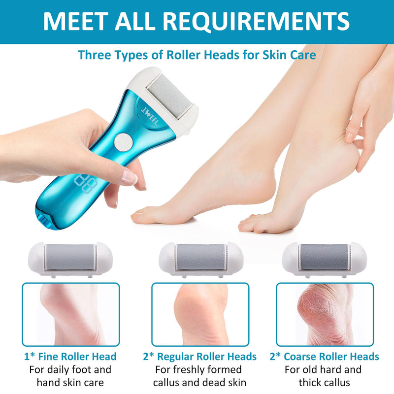 Electric Foot Callus Remover, Rechargeable Electronic Foot File Pedicure Kits, Electric Callus Remover for Feet, Foot Scrubber Dead Skin Remover, Professional Foot Care for Dead Skin Ideal Gift Chromed Blue - BeesActive Australia