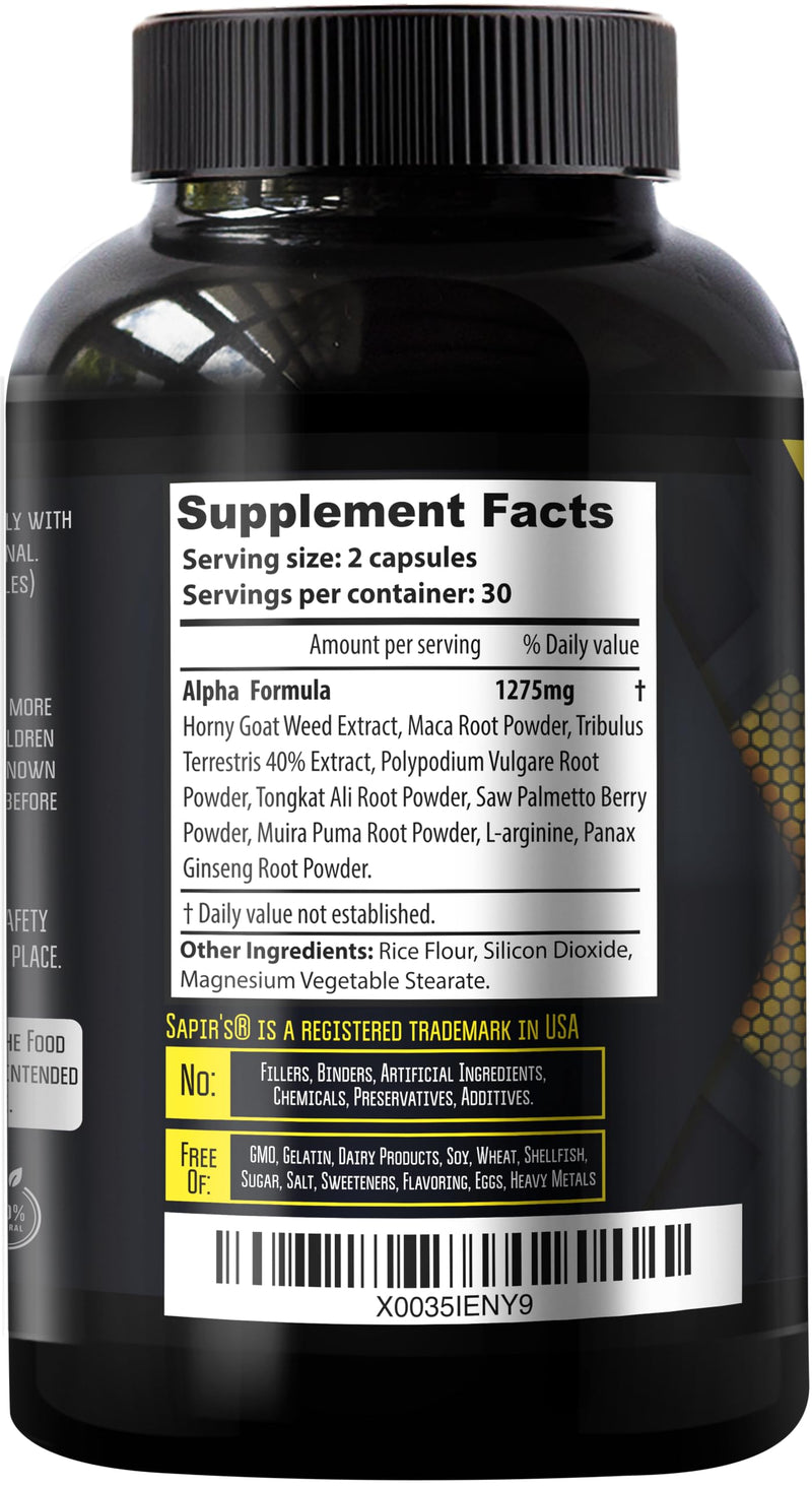 Alpha Enlargement Pills for Men - Increase 2 in 60 Days Male Enhancing Supplement - Horny Goat Weed Muscle Builder - Testosterone Booster for Men - Energy, Strength, Stamina, Endurance, Performance