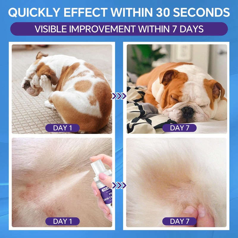 WEALLIN Hot Spot Itch Relief Spray for Dogs & Cats - Hot Spot Treatment for Dogs itchy dog skin relief,Pet wound care spray for Itchy, Irritated Skin, Allergy, Rashes, Wound Care 120ML