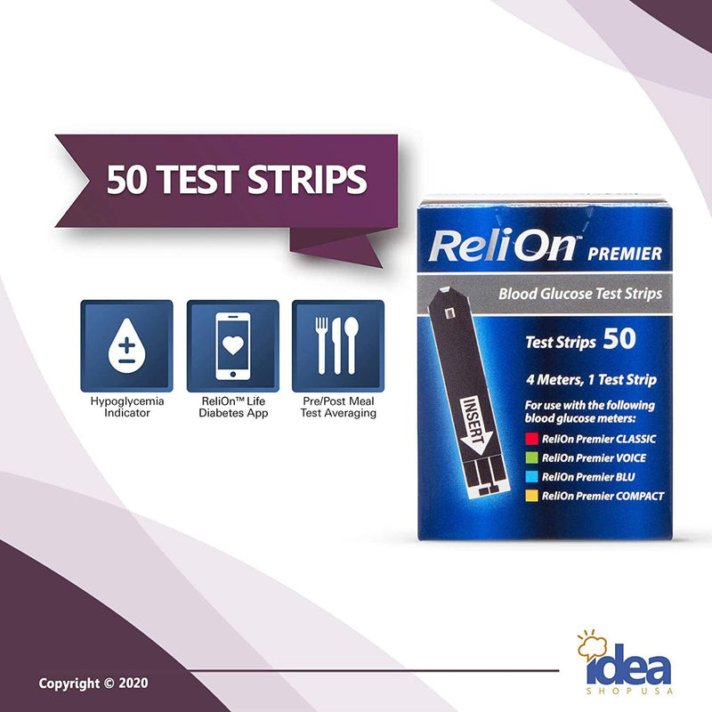 Premier Blood Glucose Testing Strips 50ct (1 Pack) No Coding Required, Premier Meters, Diabetic Test Strips for Accurate Blood Sugar Monitoring Bonus Diabetes Guide 1 Count (Pack of 50) - BeesActive Australia