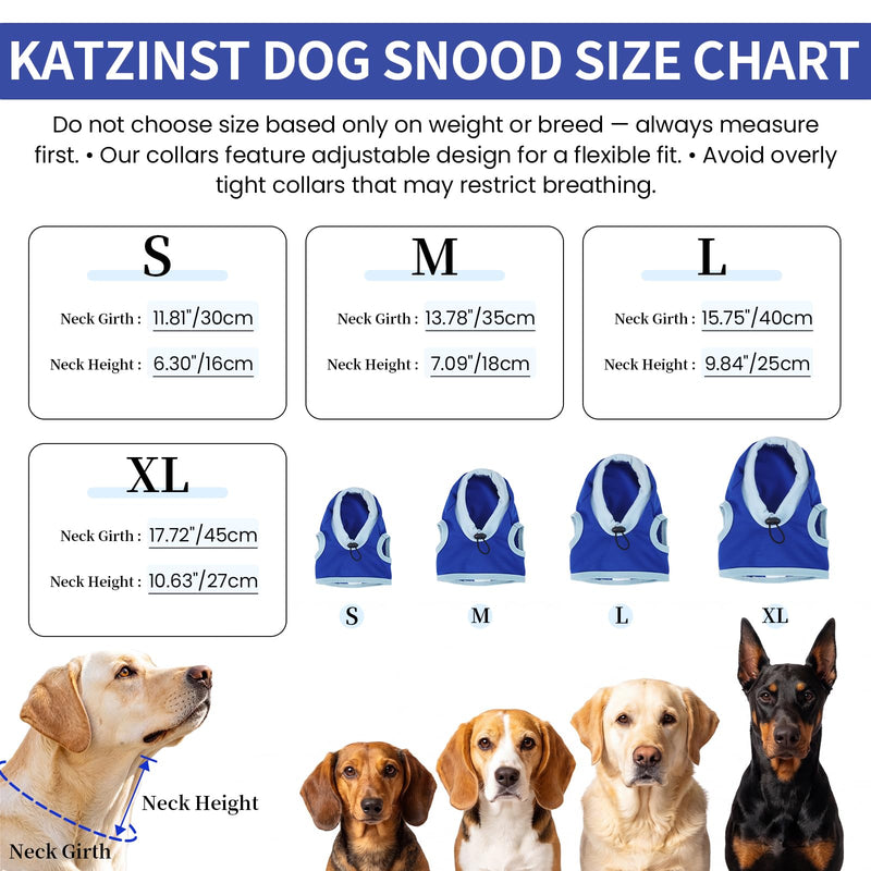 Head Wrap Dog Snood, Noise Relief Ear Skin Protection for Travel Hematoma Care, Breathable Windproof Blue L Large