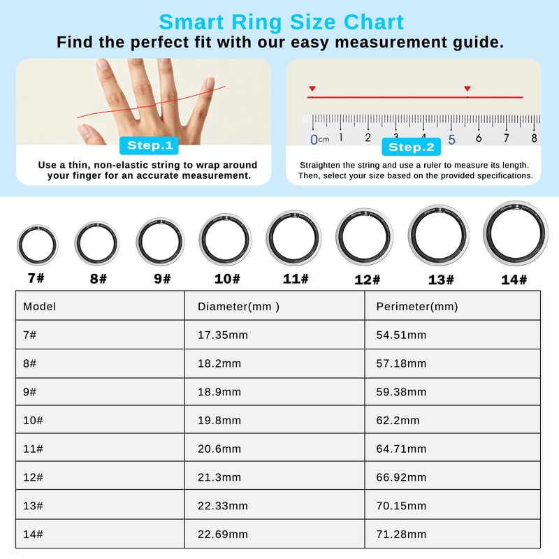 Smart Ring for Women & Men, Fitness and Health Tracker Ring(Silver 7) Silver