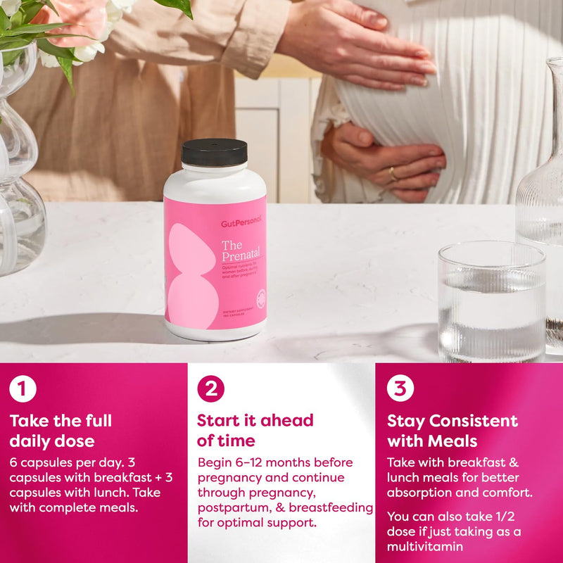 GutPersonal The Prenatal Supplement, Alleviates Morning Sickness and Contains Essential Nutrients Formulated to be the Complete Prenatal and Postnatal Support - 180 Capsules